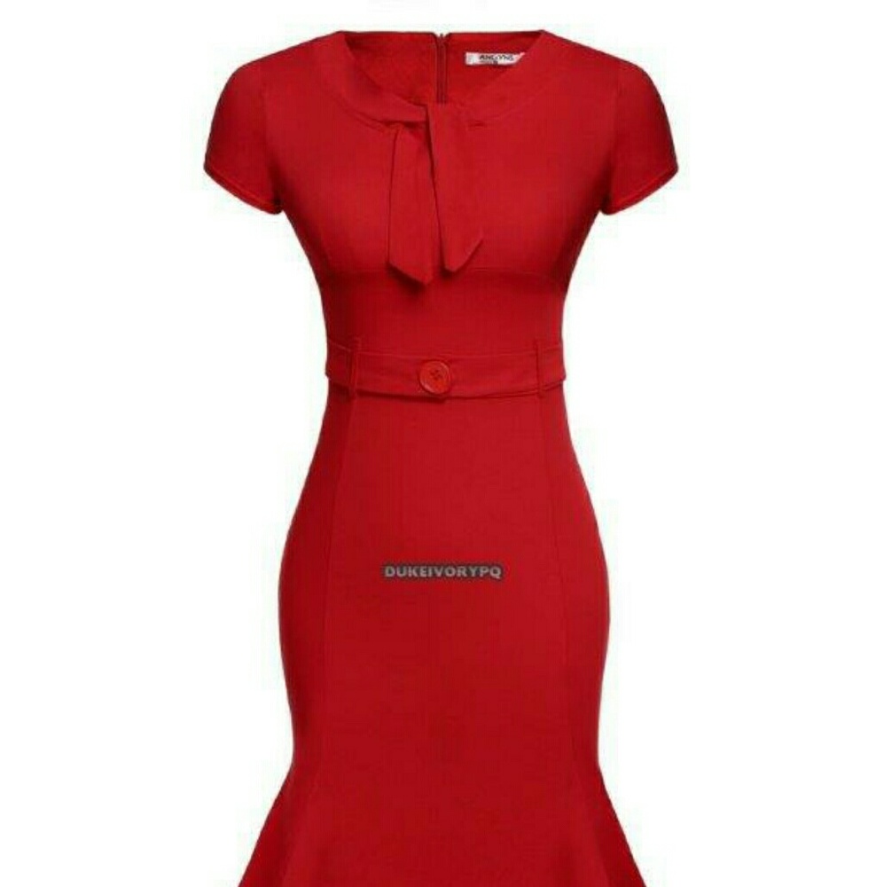 Red fishtail skintight vintage style sexy dress